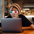 thumbnail image 4 of 100Pcs 3D Cardboard Glasses Universal Anaglyph Glasses Eyewear Video, 4 of 8