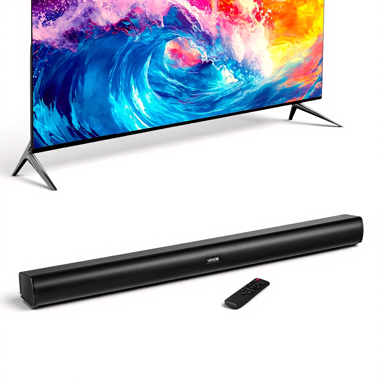 VEVOR Sound Bar for Smart TV, 2.1 Channel, 35-Inch Compact Soundbar TV Speakers with Built-In Subwoofer for Projector, Bluetooth AUX Connection, Easy Setup