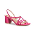 thumbnail image 1 of BLISSFUL STEP Women's Solid Color Strappy Slingback Block High Heels Sandals Hot Pink 7, 1 of 7