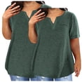 thumbnail image 1 of Plebaso 2 Pack Hauts Grande Taille pour Femmes Col en V Manches Courtes Tee Tops Blouses Décontractées Confortables pour Femmes, 1 of 4