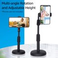 thumbnail image 2 of Arealer Desktop Cell Phone Stand Holder Clamp Tablet Stand Adjustable Height Portable Stable Round Base for Watching Online Classes Video Photo Live Streaming Black, 2 of 7