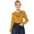 thumbnail image 2 of Allegra K Blouse à Manches Longues à Col à Volants pour Femmes TP à Pois Jaunes, 2 of 6