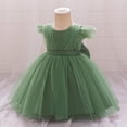thumbnail image 4 of Toddler Mesh Tutu Dresses Ruffle Sleeve Multi-layer Tulle Flower Wedding Birthday Summer Baby Girls Dress 6M-3Y, 4 of 9