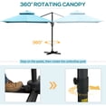 thumbnail image 4 of Outsunny Parasol Déporté de Patio 10 Pieds x 10 Pieds, Parasol Carré à Double Toit avec Rotation à 360°, 5 Angles d'Inclinaison Réglables, Housse de Parasol, Mât et Baleines en Aluminium, Bleu Pâle, 4 of 10