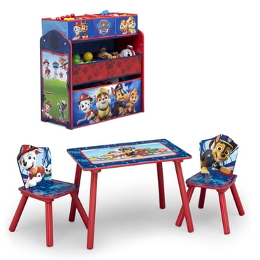 Nick Jr. PAW Patrol Playroom Solution by Delta Children – Set Includes Table and 2 Chairs and a 6-Bin Toy Organizer