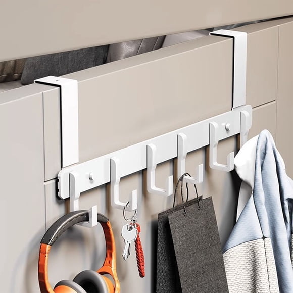 Chmadoxn Over The Door Hooks Door Hanger Hooks For Hanging Bathroom Door Towel Rack With 6 Cloak Hooks Hanger Practical Bathroom Accessories For Dormitory Metal door back hanger