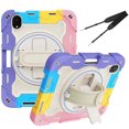 thumbnail image 1 of XYX 3in1 Rotating Stand Case for iPad Mini 7 A17 Pro 2024/iPad Mini 6 2021 8.3 inch with Hand/Shoulder Strap, Shockproof Rugged, Colorful Pink, 1 of 7