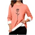 thumbnail image 2 of Heisall Chandails de Base pour Femmes Automne Hiver à Imprimé Floral Col Rond Manches Longues Polaire Épaissie Teddy Shearling Chauds Ajustés Hauts Thermiques pour Usage Quotidien par Temps Froid, 2 of 3