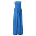 thumbnail image 4 of Pxiakgy Combinaisons pour Femmes Combinaison d'Été pour Femmes Mode Décontractée à Smocks à Jambes Larges Combishort Sans Manches à Encolure Tube Combinaison pour Femmes Combinaison une Pièce Bleu + L, 4 of 6