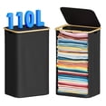 thumbnail image 1 of Tooloton 110L Large Laundry Hamper, Foldable, Fabric, Black, 1 of 6