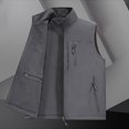 thumbnail image 4 of Styesk Jackets for Men Men's Thin Workwear Solid Color Stand Collar Sleeveless Jacket Tank, 4 of 7