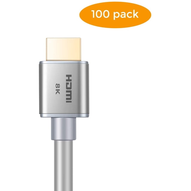 Buyer’s Point Ultra High Speed HDMI 2.1 Cable CL3 Rated Dynamic HDR 1.8M (6ft) 8K 120Hz, 48Gbps, Dolby Vision, eARC Compatible with Apple TV, Nintendo Switch, Roku, Xbox, PS4, Pack of 100 Gray- OEM