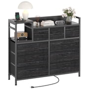 BeesClover 39" Modern Fabric Drawer Dresser TV Stand, Multi-Functional Charging Station, Chest of Drawers for Bedroom, Living Room, Hallway