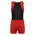 thumbnail image 2 of MSemis Justaucorps de Gymnastique Sans Manches pour Garçons, Combinaison de Danse Ballet avec Short Athlétique, Ensemble de Compétition et d'Entraînement, Rouge 10, 2 of 7