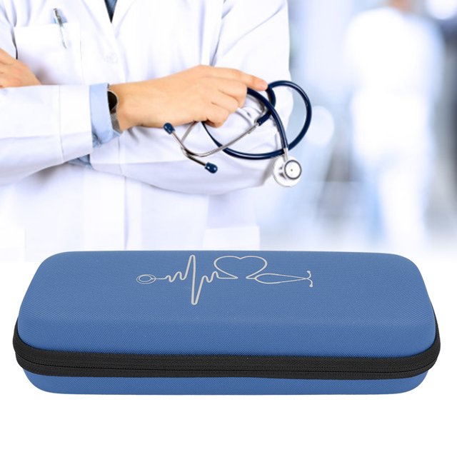 Sac de Stéthoscope Portable Boîte de Rangement pour Stéthoscope Organisateur Étui Sac de Rangement Conteneur Bleu Foncé