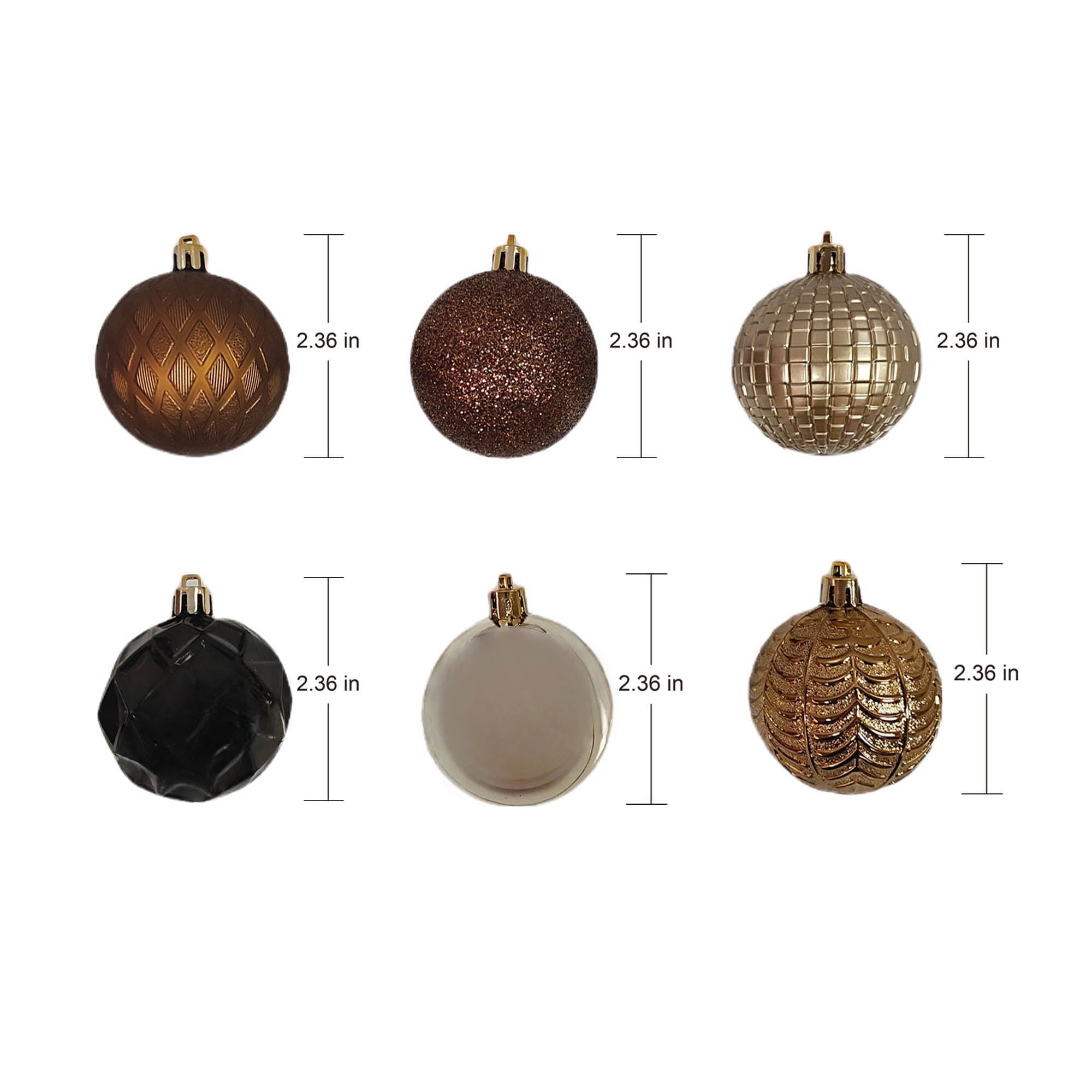 Décorations incassables Holiday Time, 24 unités, Brun/Bronze/Champagne
