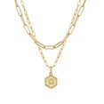 thumbnail image 1 of PVCS Collier Chaîne Plaqué Or pour Femmes Pendentif Lettre Hexagonale Collier Superposé, 1 of 1