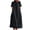 Black, variant on LOVZFMLL Women's Summer Fashion Solid Color Round Neck Short Sleeve Linen Dress Orange M
