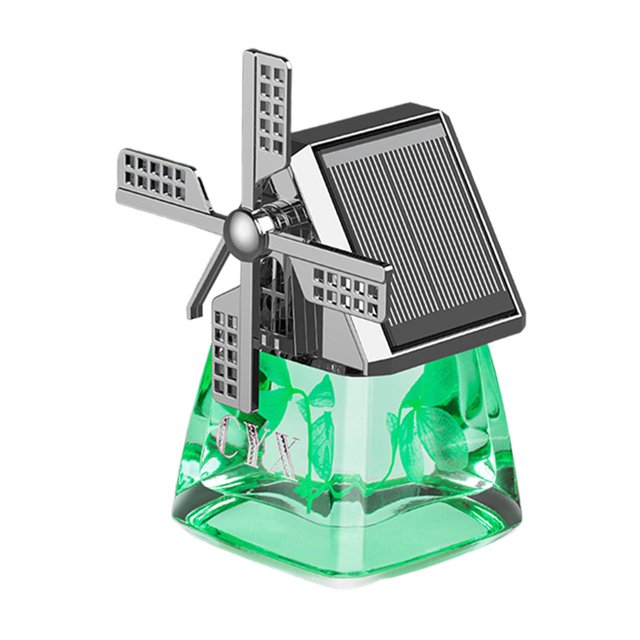 simhoa Car Air Freshener House with Windmill Ornament Smooth Surfaces Solar Powered Green