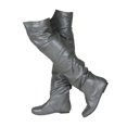 thumbnail image 1 of B91xZ Bottes Hauteur Genou pour Femmes en Pu Bottes de Combat d'Équitation Hauteur Genou, Gris 9, 1 of 5
