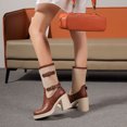 thumbnail image 5 of B91xZ Bottes pour Femmes Mi-Mollet Lacets Chaussures Militaires, Marron 8, 5 of 5