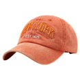 thumbnail image 1 of GDREDA Men Hat Vintage Washed Denim Baseball Cap With Embroidered Letters Unisex New York Style Dad Hat Orange,One Size, 1 of 2
