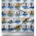 thumbnail image 1 of Soimoi Georgette Viscose Fabric Frame,Jug & Flower Pot Patchwork Print Fabric by The Yard 42 Inch Wide, 1 of 3