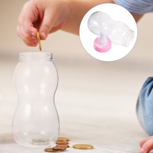 UPGRATOR Pink Baby Bottle Money Box for Children PVC 1Pack Storage Desktop Decoration