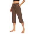 thumbnail image 1 of Plebaso Capri Pants for Women Drawstring Cropped Wide Leg Pants Lightweight Lounge Yoga Capris with Pockets, 1 of 7