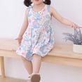 thumbnail image 4 of LSLJS Robes pour Filles Été Sans Manches Décontractées à Imprimé Graphique Robe d'Été Robes de Fête Enfants Tenue Bohème d'Été ( 3-4 Ans, Bleu ), 4 of 4
