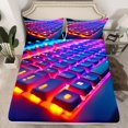thumbnail image 2 of Erosebridal Gradient Neon Keyboard Bed Sheets Set Twin Size, Gamer Gaming Bedding Sets Twin Size 3pcs, 2 of 7