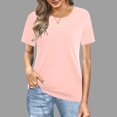 thumbnail image 1 of BVOFAR T-Shirts à Manches Courtes Décontractés pour Femmes, Couleur Unie, Col Rond, Été, Tendance, Coupe Ample, 2025, 1 of 8
