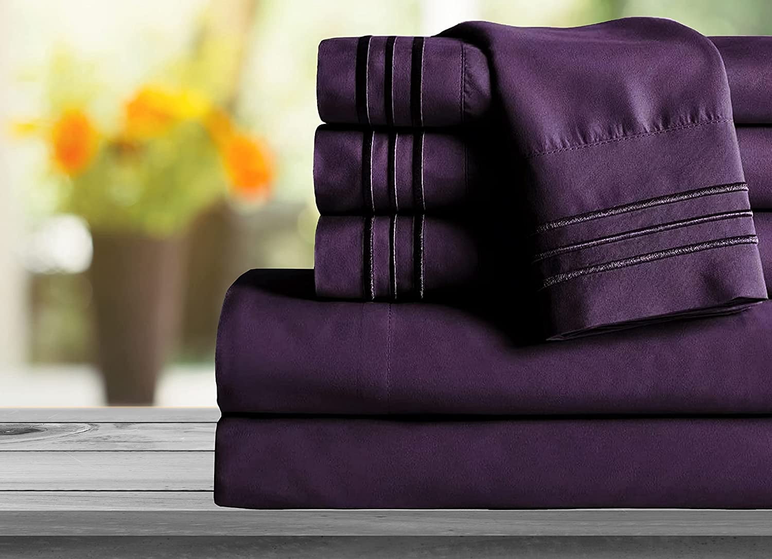Mocassi 1800 Series Sheet Set 6 Pieces Deep Pocket King Purple