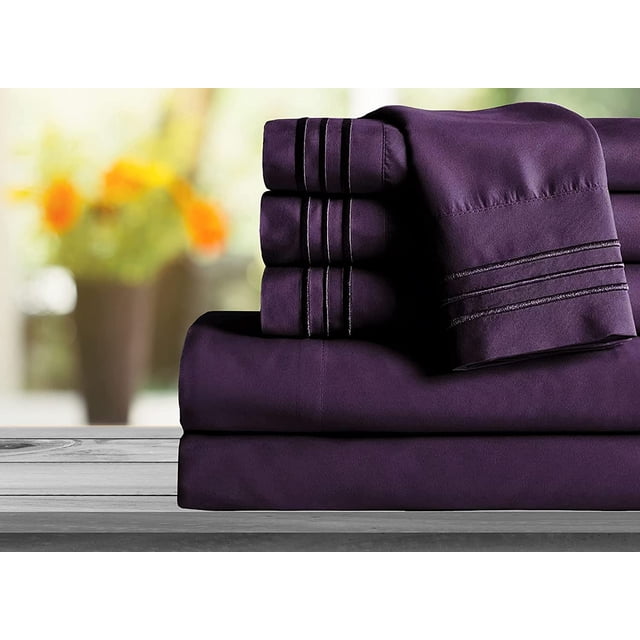 Mocassi 1800 Series Sheet Set 6 Pieces Deep Pocket King Purple