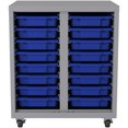 thumbnail image 2 of Mobile Metal Bin Storage Cabinet with 16 plastic tote bins Silver/Blue, 2 of 2