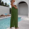 thumbnail image 5 of Summer Clearance 2025! Womens Plus Size Pants,Woman Fashion Solid Color Elastic Waist Drawstring Pocket Long Pants, 5 of 5