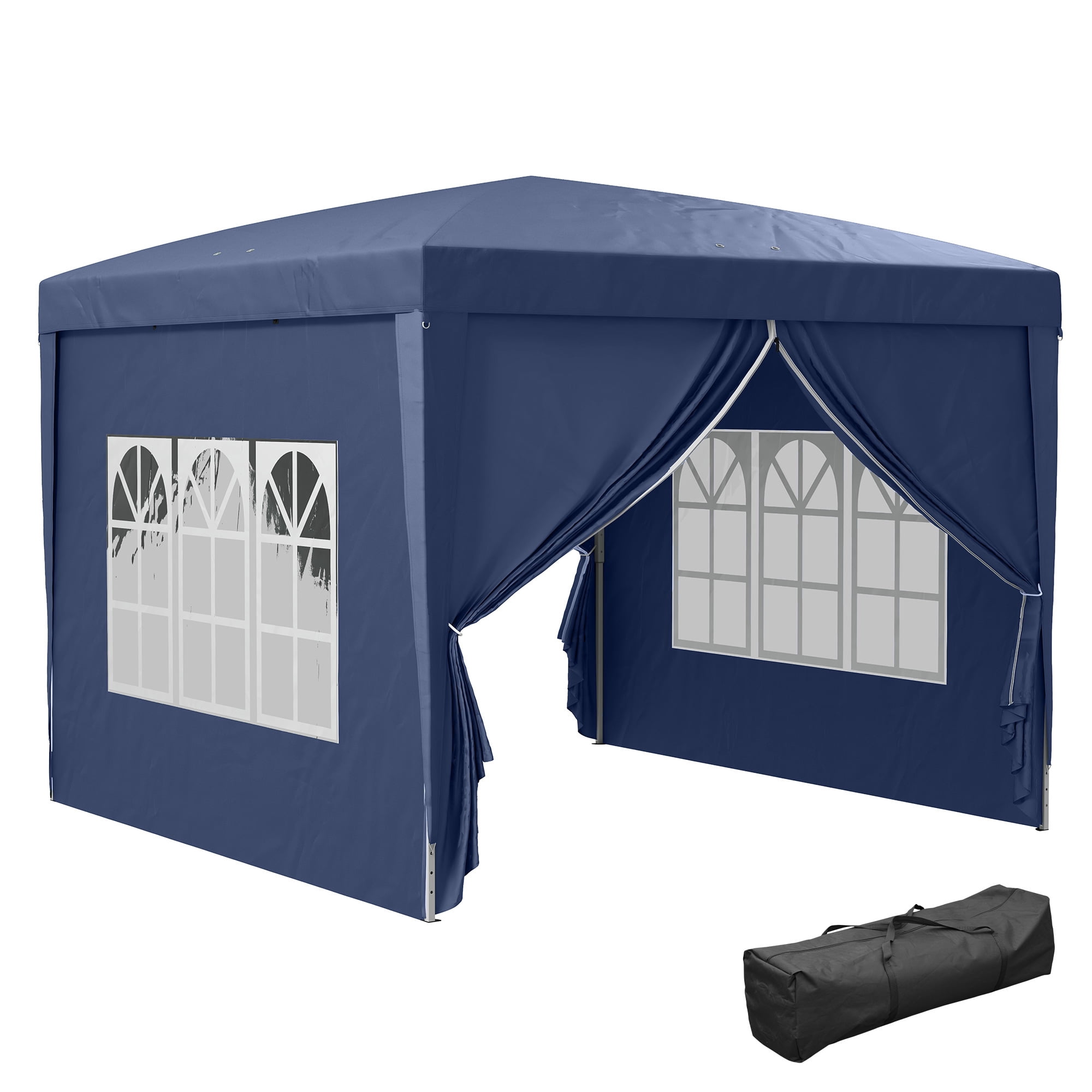 Outsunny 10'x10' Outdoor Pop Up Party Tent with Carrying Bag Blue