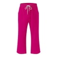 thumbnail image 4 of LSLJS Women's Fragrant Hemp Solid Color Loose Women Fashion Drawstring Pants Seven Pants Pockets Womens Work Pants, 4 of 5