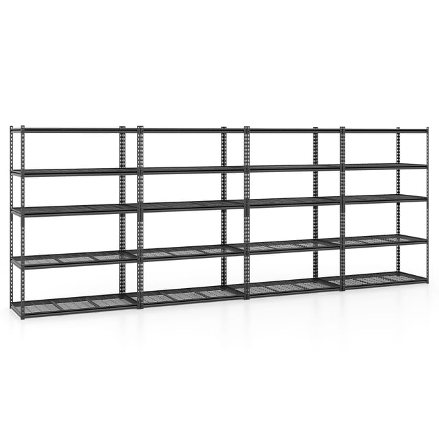 Costway 4 PCS 5-Tier Heavy-Duty Utility Shelf with Adjustable Wire Racks, 2000 lbs Capacity