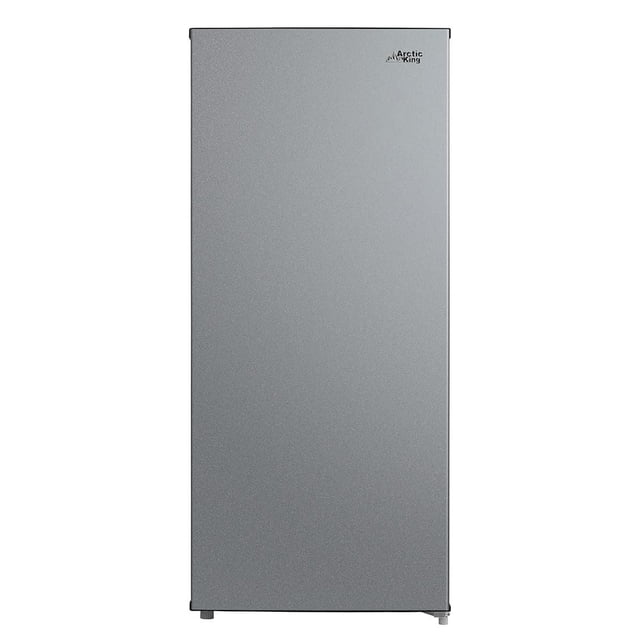 Arctic King Congélateur Vertical et Frigo Combinés 2-en-1 Convertible de 7,1 Pi3 en Acier Inoxydable avec Porte avant Plate et logo Arctic King en Haut à Droite, Doté d'Une Charnière de Porte Réversible, de Tablettes Ajustables et d'Un Fonctionnement Silencieux et Écoénergétique Adapté au garage Ou au sous-Sol.