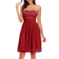 thumbnail image 4 of EGNMCR Robes de Soirée pour Femmes, Robes Formelles pour Femmes, Robes de Cocktail pour Femmes Robe d'Été pour Femmes à Épaules Dénudées Col en V Vintage Unie Robe de Fête Robe pour Femmes, 4 of 6