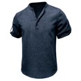 thumbnail image 3 of Kaemgyyd Men's Henley Shirts Stylish Short Sleeve Casual Button Tops Lightweight Solid Color Classic Basic Tee, 3 of 5