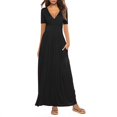 thumbnail image 1 of Nouvelle Robe Maxi Décontractée à Manches Courtes et Col en V pour Femmes, 1 of 5