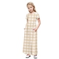 thumbnail image 1 of biudgviw Robe Décontractée pour Filles à Carreaux Manches Courtes Col Rond Robe Longue d'Été avec Poches 4-14 Ans, 1 of 7