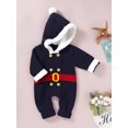 thumbnail image 2 of Honganda Infant Christmas Hooded Romper with Double-Breasted, Fur Ball, 2 of 9