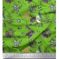 thumbnail image 1 of Soimoi Green polyester Georgette Fabric Floral, & American Robin Bird Print Fabric by Yard 42 Inch Wide, 1 of 3