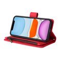 thumbnail image 2 of Case for iPhone 12 Cover Zipper Pocket Wallet Case Magnetic Protective - Red, 2 of 5