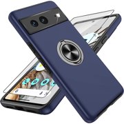 KOMI Pixel 7 Case, Google Pixel 7 Case with HD Screen Protector, Shockproof Google Pixel 7 Phone Case with 360° Magnetic Ring Holder Kickstand Phone Case for Google Pixel 7 Blue