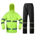 thumbnail image 2 of Pitauce High Visibility Rain Suit, Hi-Vis Reflective Safety Rain Jacket with Pants Set, Lightweight & Waterproof, 2 of 7