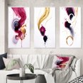 thumbnail image 1 of Designart "Fluidity Exquisite Magenta Ink Clouds V" Abstract Painting Framed Wall Art Set Of 3 - Gold Modern Frame Gallery Wall Set For Home Decor, 1 of 6